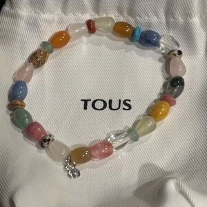 Tous Colorful Gemstone Bracelet with Silver Charm